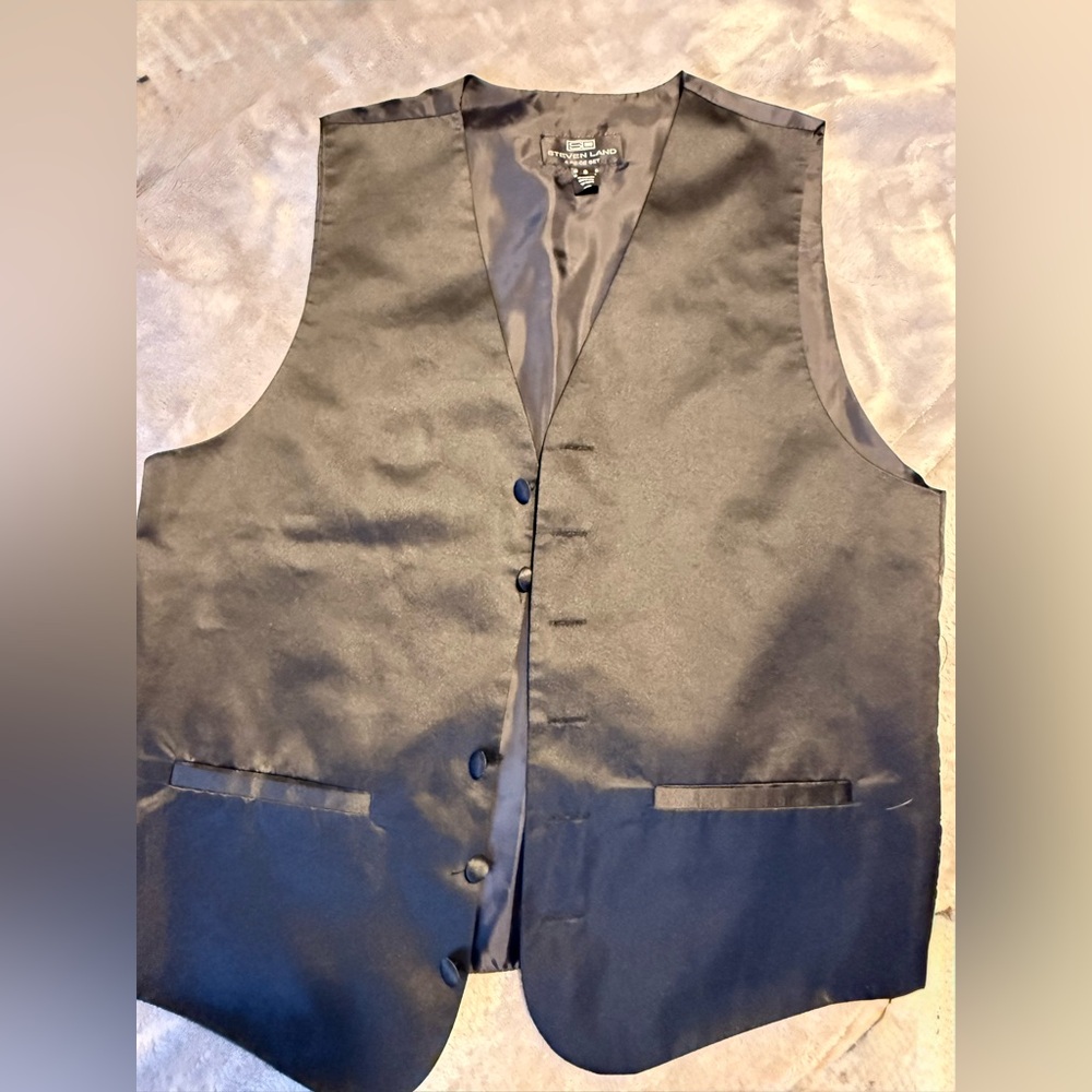 Steven Land Black Satin Vest